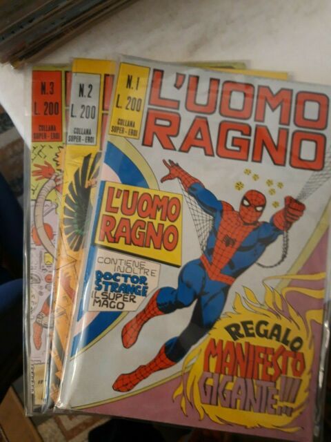 UOMO RAGNO 1/283  OTTIMI/EDICOLA NO ADESIVI E MANIFESTI E GADGET (N 2 DI BUSTA EDICOLA, E 94 LEGG STRAPPO COP. RETRO  (234 CON POSTER)  (254 LEGG AMMACCATO LATO BASSO)