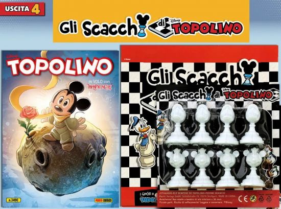 TOPOLINO LIBRETTO #  3490 + GLI SCACCHI DI TOPOLINO USCITA 4 - 8 PEDONI BIANCHI + SCATOLA