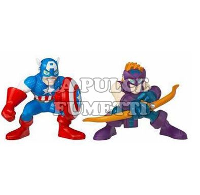 MARVEL SUPER HERO SQUAD CAPITAN AMERICA E OCCHIO DI FALCO 6 CM