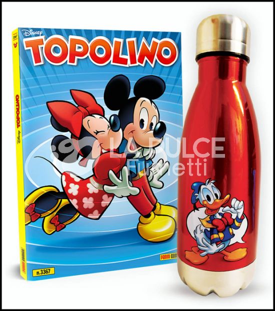 TOPOLINO LIBRETTO #  3367 - SUPERTOPOLINO + BORRACCIA IN ACCIAIO ROSSA CON PAPERINO