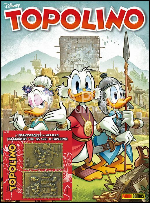 TOPOLINO LIBRETTO #  3384 + FRANCOBOLLI IN METALLO 85 ANNI PAPERINO - FRANCOBOLLO 4 E 5 (DI 8)