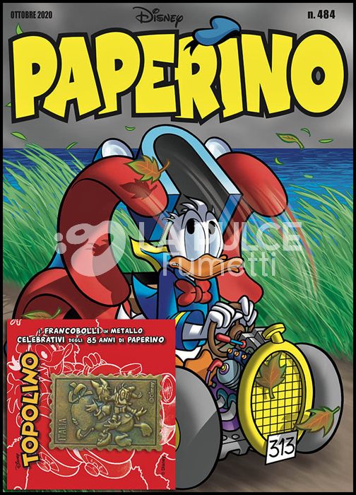 SUPER ALMANACCO PAPERINO SERIE  2 PAPERINO #   484 + FRANCOBOLLI IN METALLO 85 ANNI PAPERINO - FRANCOBOLLO 6  (DI 8)