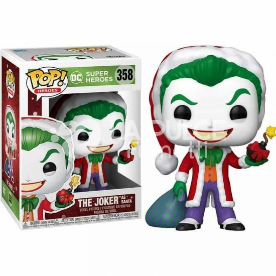 SUPER HEROES: THE JOKER AS SANTA - VINYL FIGURE #  358 - POP FUNKO HEROES