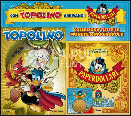 TOPOLINO LIBRETTO #  3399 - OPERAZIONE PAPERDOLLARI 2021 + RACCOGLITORE MONETE DI PAPEROPOLI + MONETA ROCKERDUCK