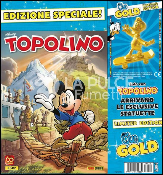 TOPOLINO LIBRETTO #  3412 - LIMITED EDITION + STATUETTA QUO GOLD