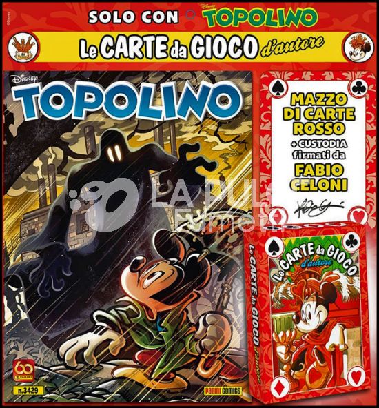 TOPOLINO LIBRETTO #  3429 + CARTE D'AUTORE DI FABIO CELONI - MAZZO ROSSO