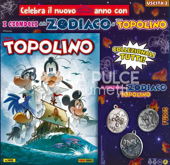 TOPOLINO LIBRETTO #  3450 + 3 CIONDOLI ZODIACO FUOCO - USCITA 2 DI 4