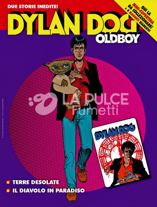 DYLAN DOG MAXI #    56 - OLDBOY 18: TERRE DESOLATE - IL DIAVOLO IN PARADISO - MINI COPERTINE COVER A (DYLAN DOG 26: DOPO MEZZANOTTE) + 4 MAGNETI ADESIVI