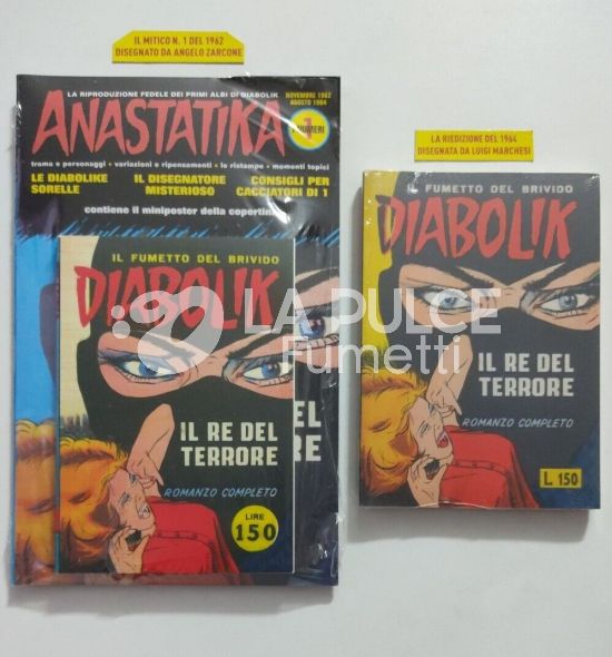 DIABOLIK ANASTATIKA #     1 - NO FASCICOLO EDIZ INGOGLIA  ZARCONE LIRE 150 CERCHIO 1A ED + SODIP  MARCHESI  2A ED  LIRE 150 RETTANG