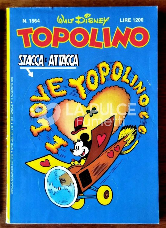 TOPOLINO LIBRETTO #  1564  MANCA UN PEZZO DI COPERTINA