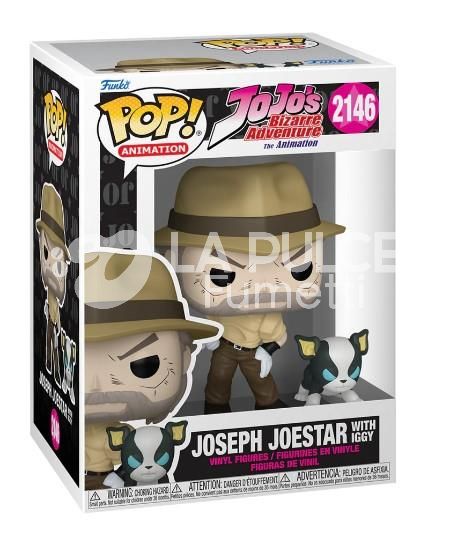JOJO'S BIZARRE ADVENTURE THE ANIMATION: JOSEPH JOESTAR (WITH IGGY) - VINYL FIGURE #  2146 - POP FUNKO ANIMATION
