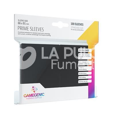 CARD SLEEVES : BUSTINE PROTETTIVE 100 SLEEVES STANDARD SIZE - 66 X 91 (FOR CARDS UP TO 64 X 89) PRIME SLEEVES BLACK (NERO)