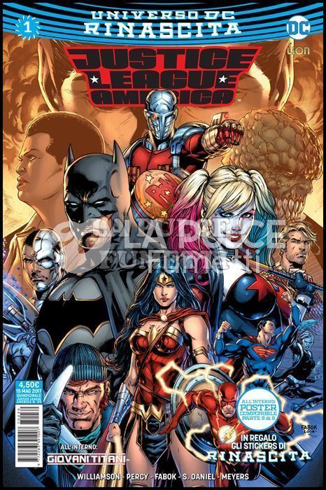JUSTICE LEAGUE AMERICA # 39 - JUSTICE LEAGUE AMERICA 1 - RINASCITA + STICKERS + POSTER ( 9 DI 9 )