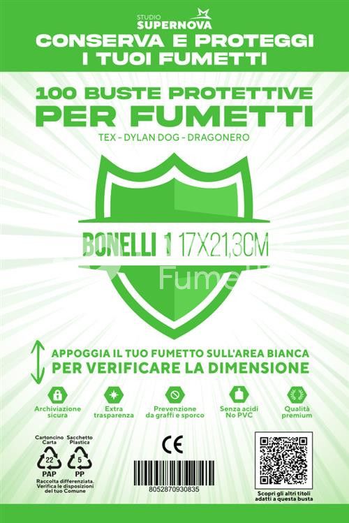 BUSTE BONELLI 1 (BONELLI WR) 100 PEZZI - 170X213 - ( TEX, DYLAN DOG, DRAGONERO )
