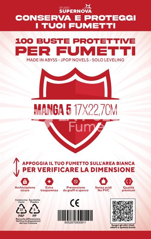 BUSTE MANGA 5 (MANGA TP 6 WR) 100 PEZZI - 170X227 - ( USHIO E TORA PERFECT EDITION, PAN PERFECT, LIGHT NOVELS J-POP )
